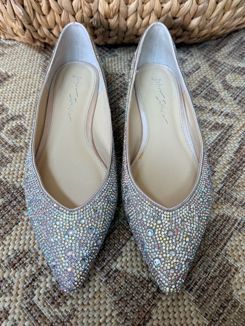 Betsey Johnson Women's Jude Jeweled Rhinestone Point Toe Ballet Flats Shoes 8.5